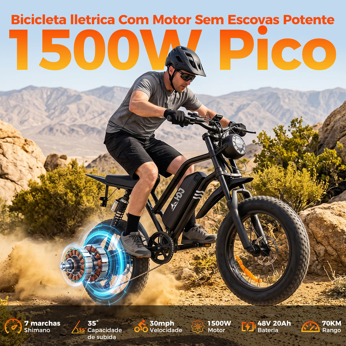 HDJ A05 Bicicleta Elétrica 1000W 48V