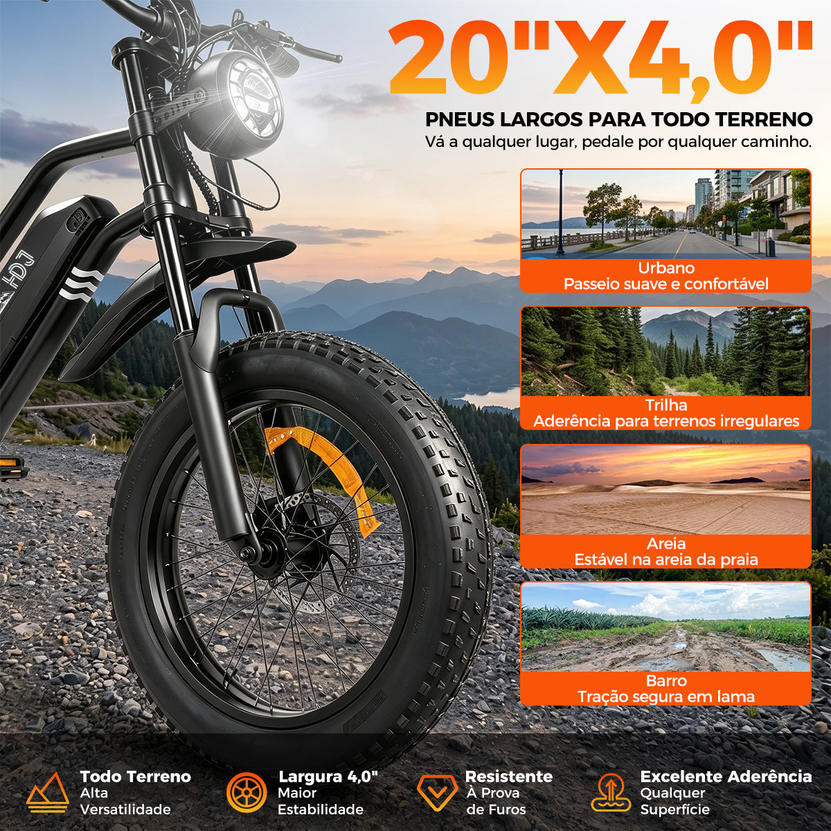 HDJ A05 Bicicleta Elétrica 1000W 48V
