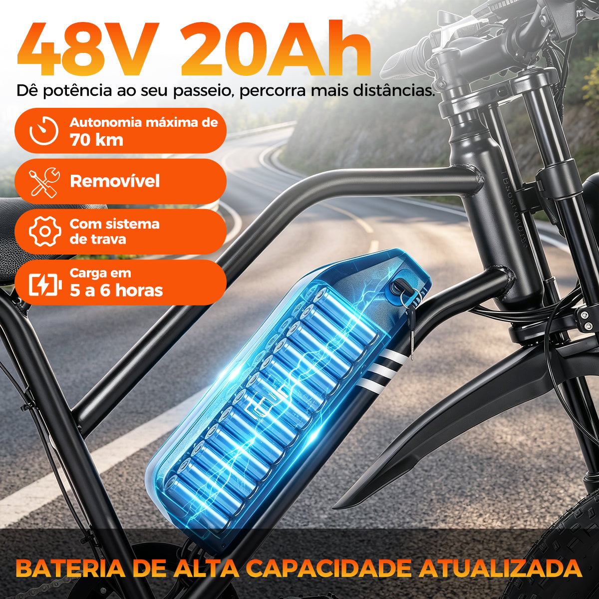 HDJ A05 Bicicleta Elétrica 1000W 48V