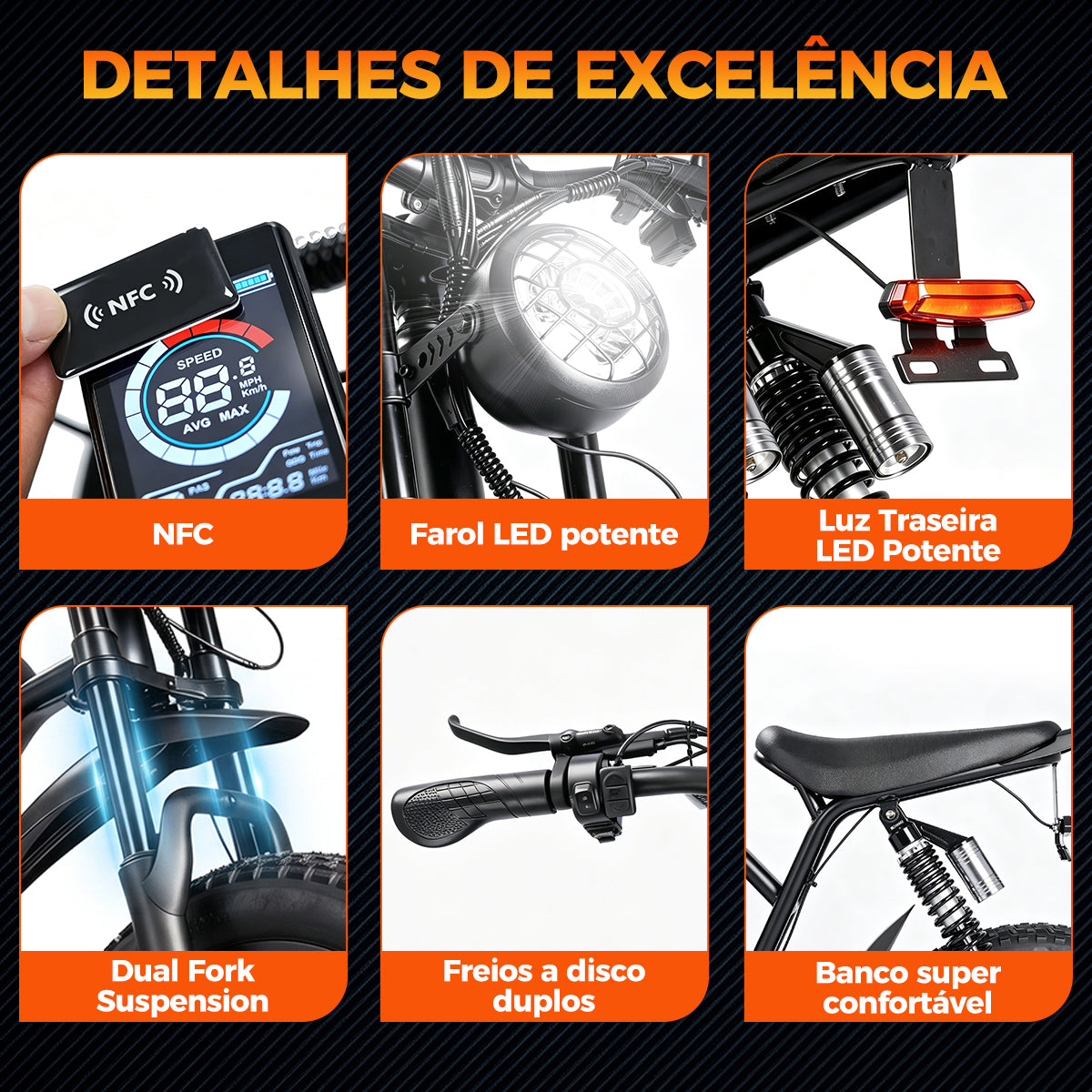 HDJ A05 Bicicleta Elétrica 1000W 48V