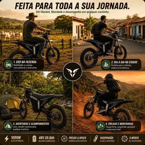 HDJ G28 Moto Elétrica Off-Road 1000W 48V – Preta