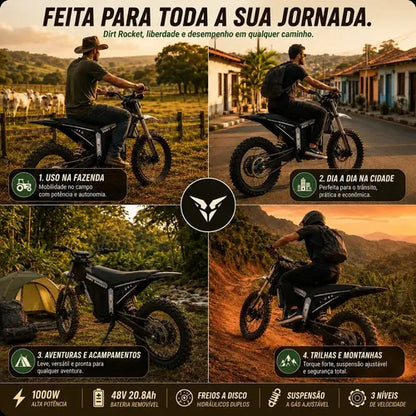 HDJ G28 Moto Elétrica Off-Road 1000W 48V – Preta