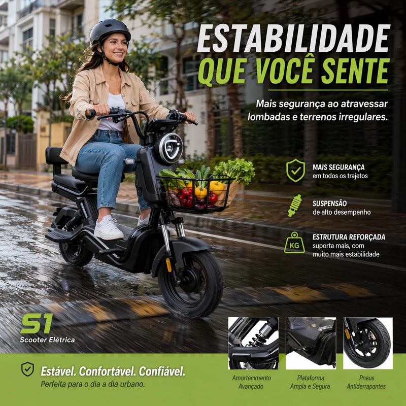 Bicicleta Elétrica H3 700w 60v 50km Scooter 20ah Preto