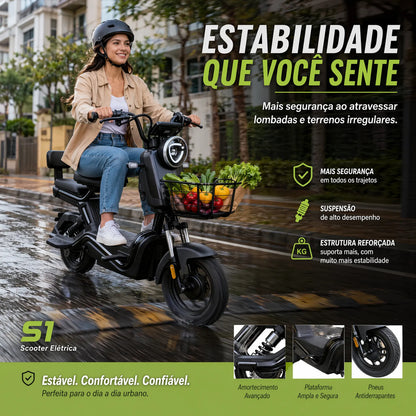 Bicicleta Elétrica H3 700w 60v 50km Scooter 20ah Preto