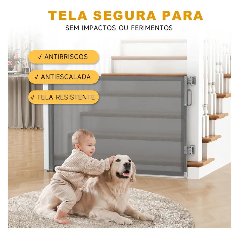 0-3m Portão Grade Retrátil Segurança Bebê Pet Portaozinho
