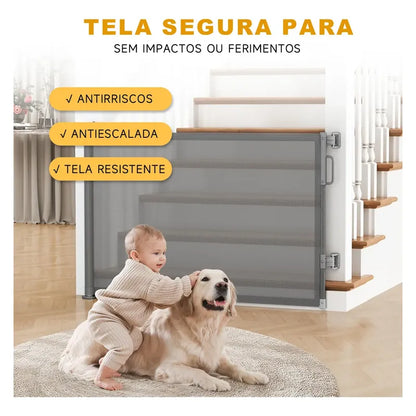 0-3m Portão Grade Retrátil Segurança Bebê Pet Portaozinho