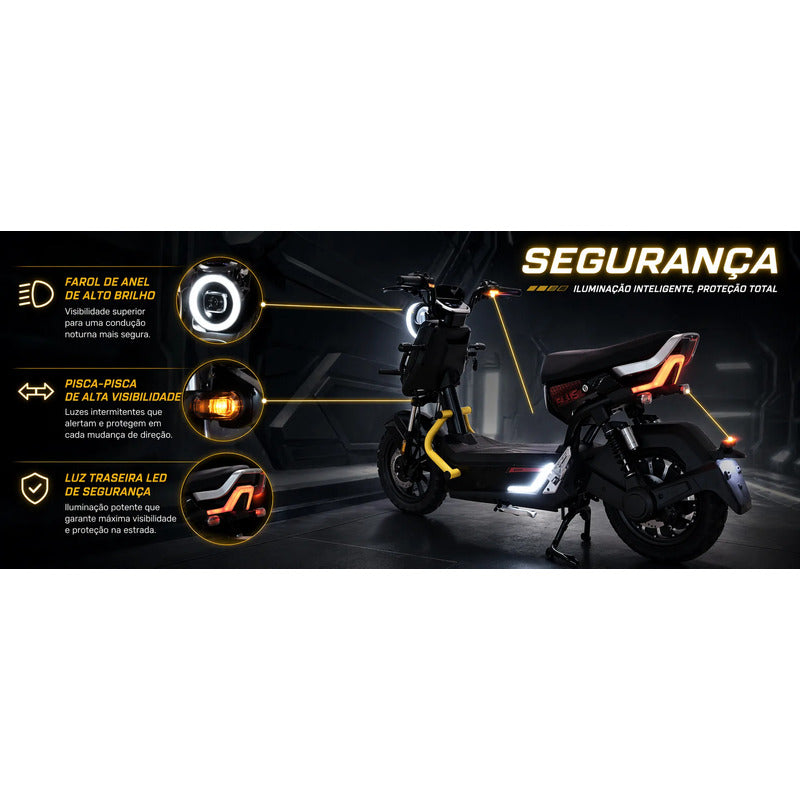 Bicicleta Elétrica Zt137 1000w 60v 50km 20ah Scooter Laranja 45 Cm