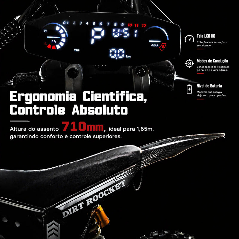 Bicicleta Elétrica Hdj Off-road 48v Bateria Lítio 40km 20ah Preto 45 Cm