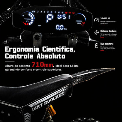 Bicicleta Elétrica Hdj Off-road 48v Bateria Lítio 40km 20ah Preto 45 Cm