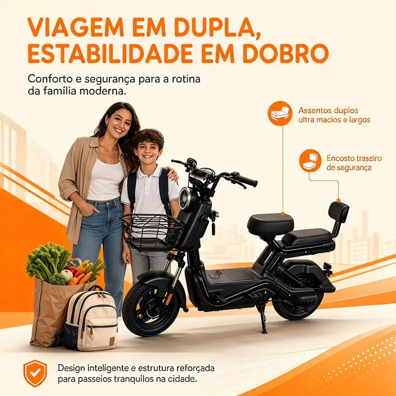 Bicicleta Elétrica H3 700w 60v 50km Scooter 20ah Preto