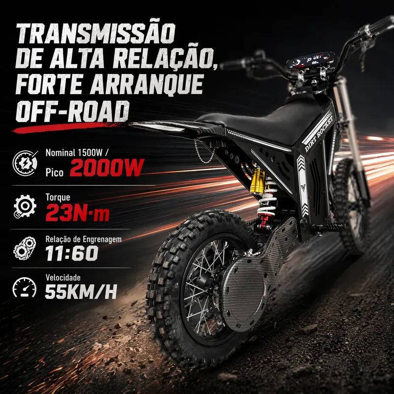 Bicicleta Elétrica Hdj Off-road 48v Bateria Lítio 40km 20ah Preto 45 Cm