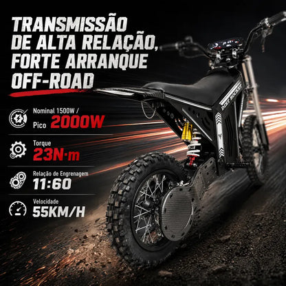 Bicicleta Elétrica Hdj Off-road 48v Bateria Lítio 40km 20ah Preto 45 Cm