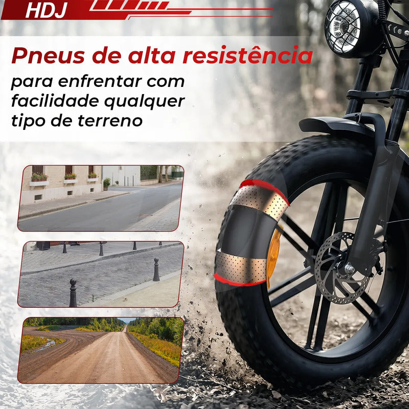 Bicicleta Elétrica V8 1000w 48v Bateria Lítio 50km/h Shimano Preto