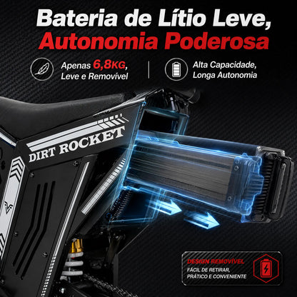 Bicicleta Elétrica Hdj Off-road 48v Bateria Lítio 40km 20ah Preto 45 Cm