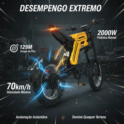 Bicicleta Elétrica Gt73 Shimano 52v Bateria Lítio 70km 27ah Preto