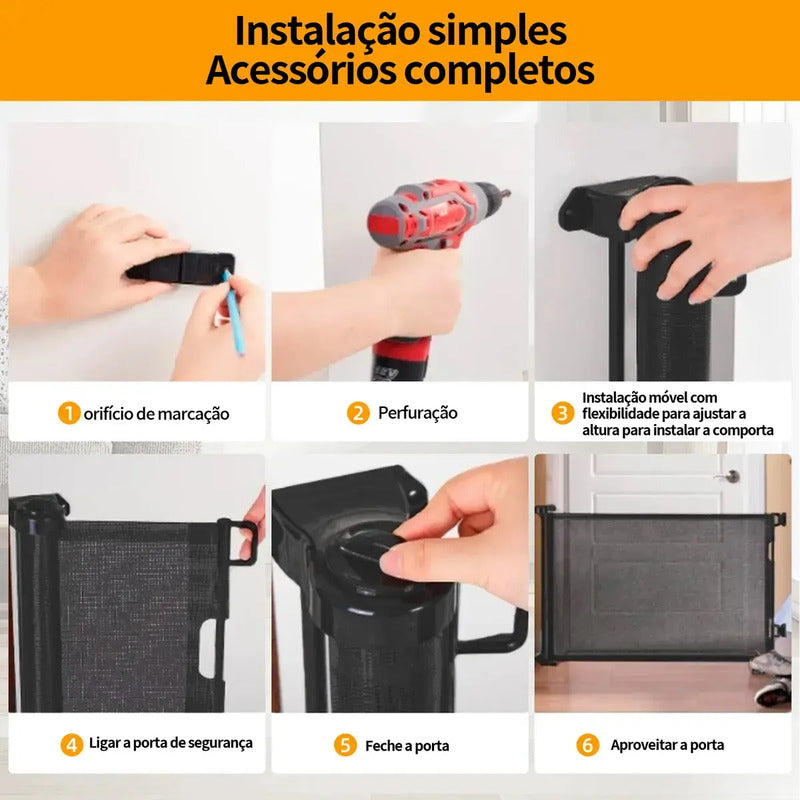 Grade Ajustável 1.80m Segurança Divisória Bebe Pet Escada