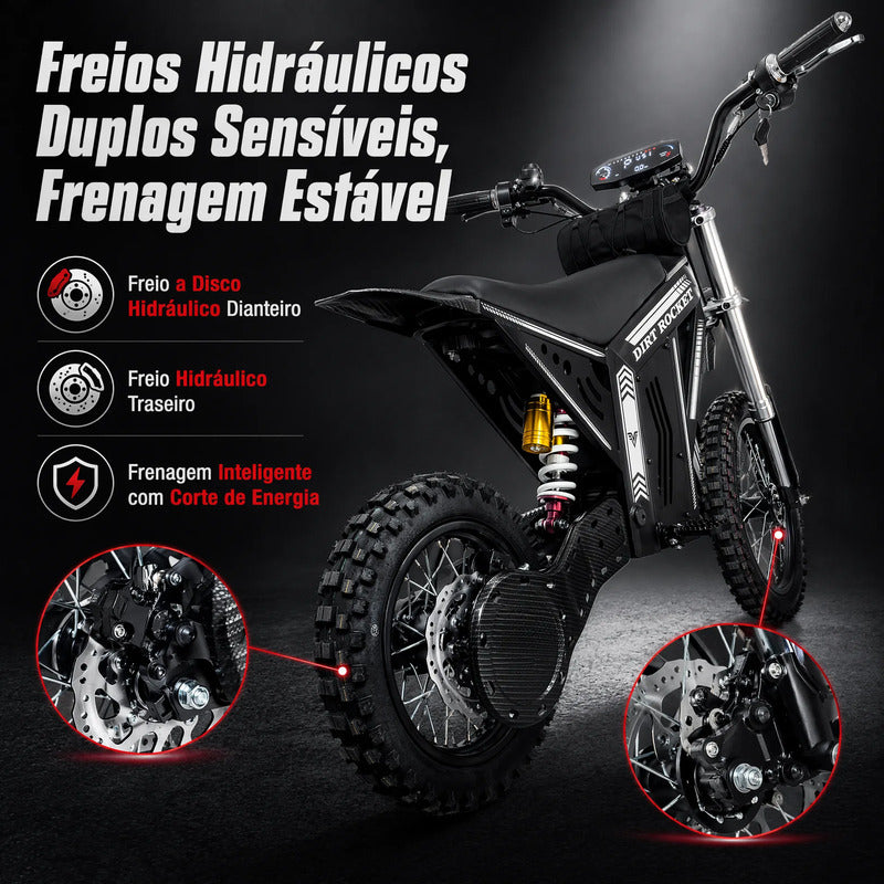 Bicicleta Elétrica Hdj Off-road 48v Bateria Lítio 40km 20ah Preto 45 Cm