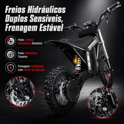 Bicicleta Elétrica Hdj Off-road 48v Bateria Lítio 40km 20ah Preto 45 Cm