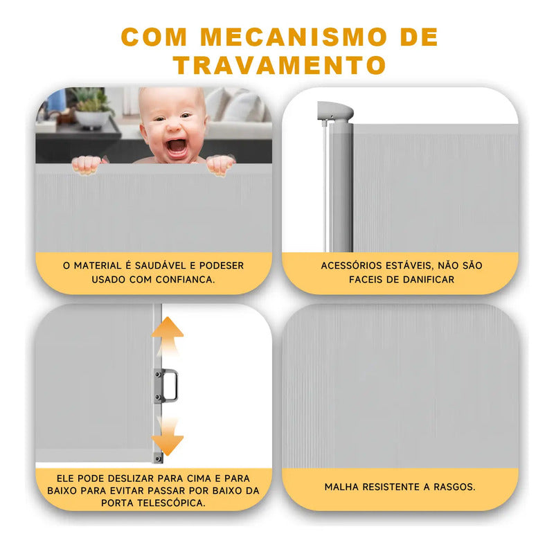 0-3m Portão Grade Retrátil Segurança Bebê Pet Portaozinho