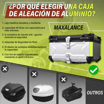Caja Para Moto Top Case Maletero De Aluminio Para Moto 65l