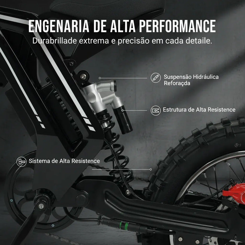 Bicicleta Elétrica Gt73 Shimano 52v Bateria Lítio 120km 27ah Preto