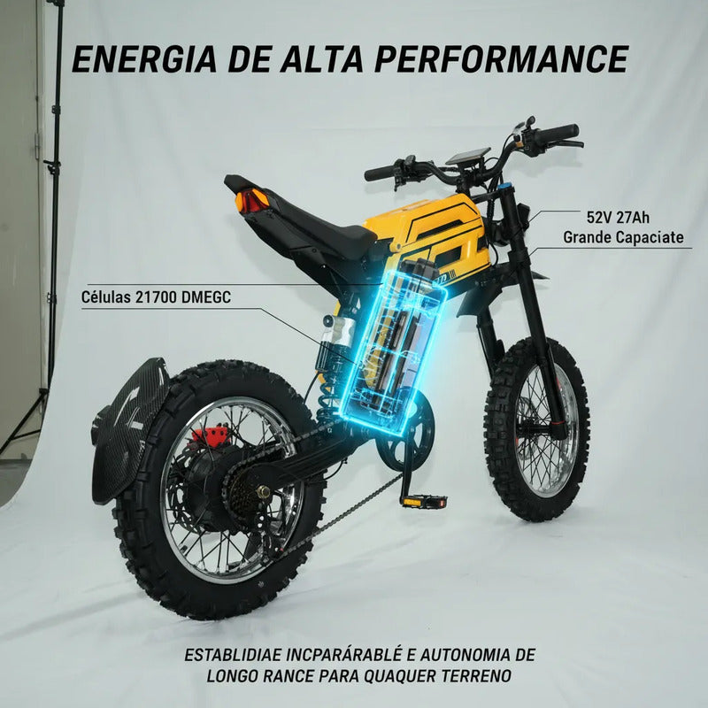 Bicicleta Elétrica Gt73 Shimano 52v Bateria Lítio 70km 27ah Preto