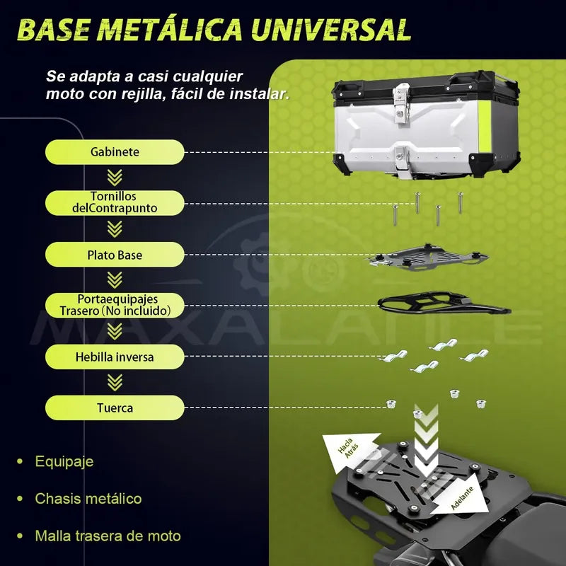 Caja Para Moto Top Case Maletero De Aluminio Para Moto 65l