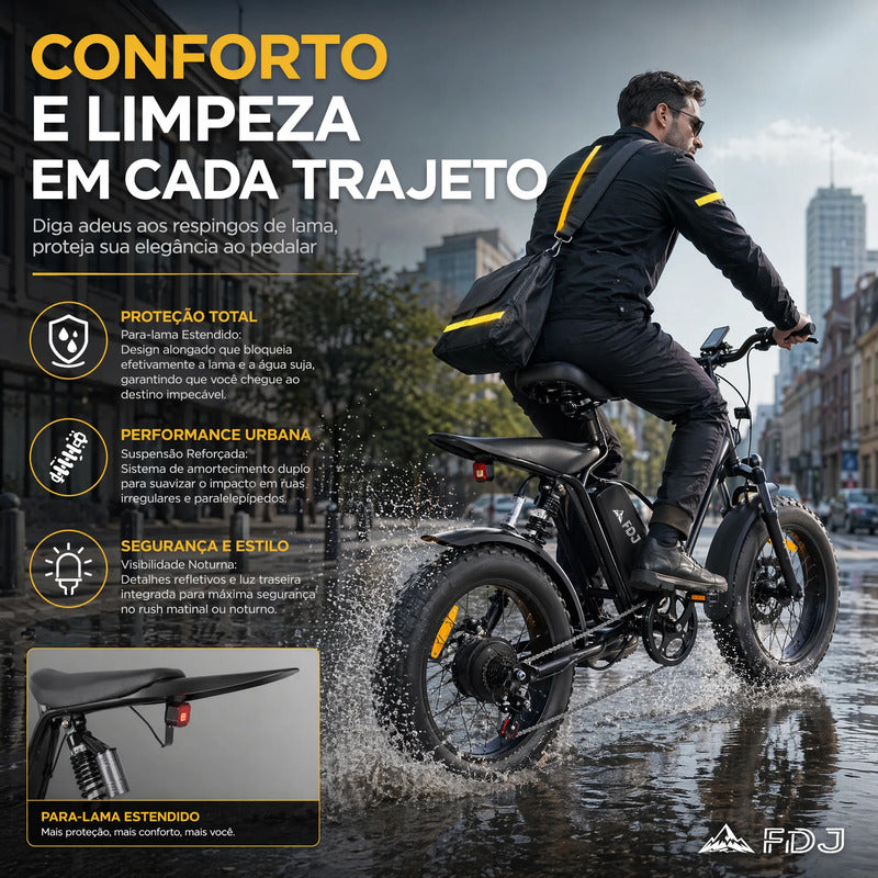 Bicicleta Elétrica A05 Shimano 1000w 48v 50km Scooter Nfc Preto