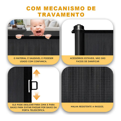 0-3m Portão Grade Retrátil Segurança Bebê Pet Portaozinho