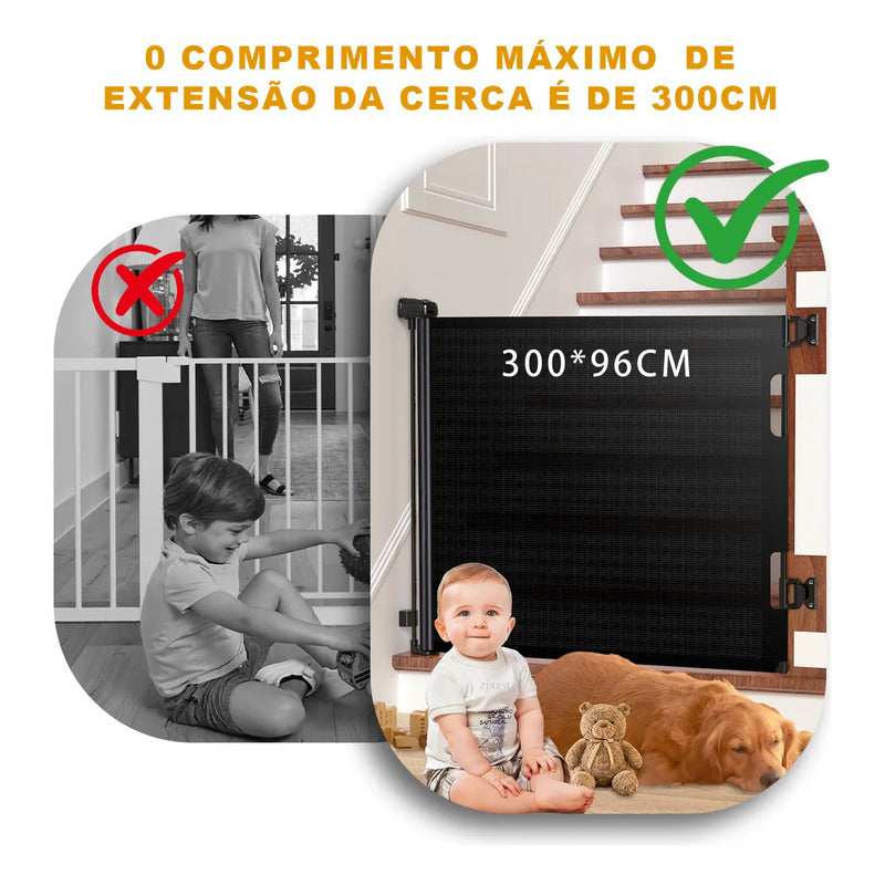 0-3m Portão Grade Retrátil Segurança Bebê Pet Portaozinho
