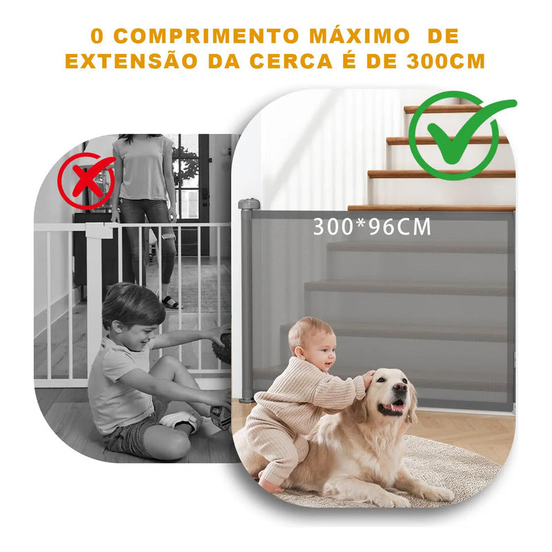 0-3m Portão Grade Retrátil Segurança Bebê Pet Portaozinho