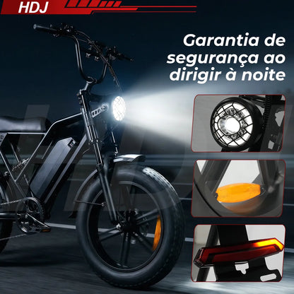 HDJ V8 Bicicleta Elétrica 1000W de Alta Potência • Entrega no Brasil 🇧🇷