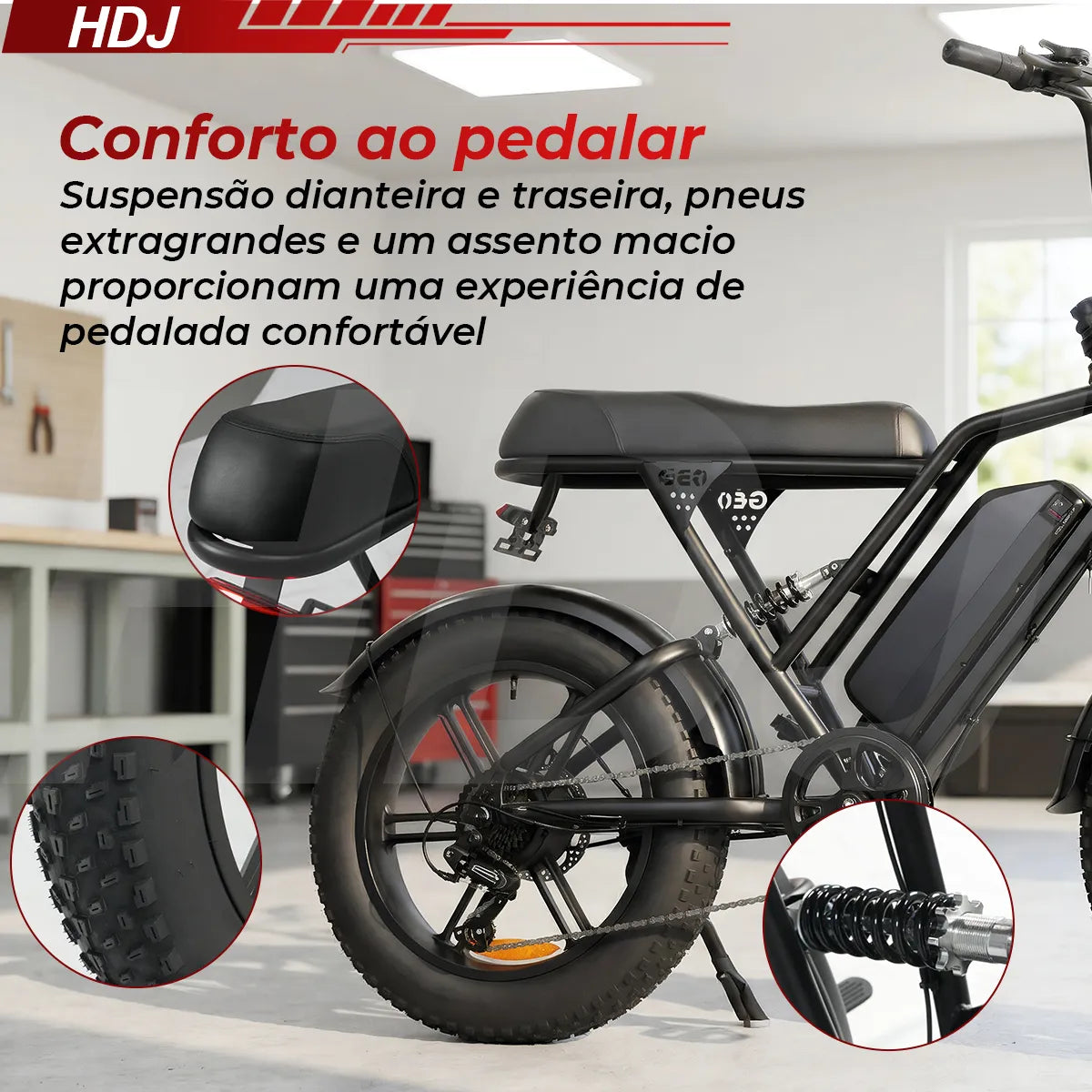 HDJ V8 Bicicleta Elétrica 1000W de Alta Potência • Entrega no Brasil 🇧🇷