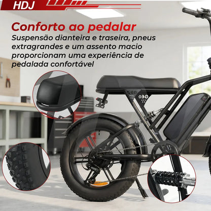 HDJ V8 Bicicleta Elétrica 1000W de Alta Potência • Entrega no Brasil 🇧🇷