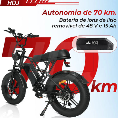 HDJ V8 Bicicleta Elétrica 1000W de Alta Potência • Entrega no Brasil 🇧🇷