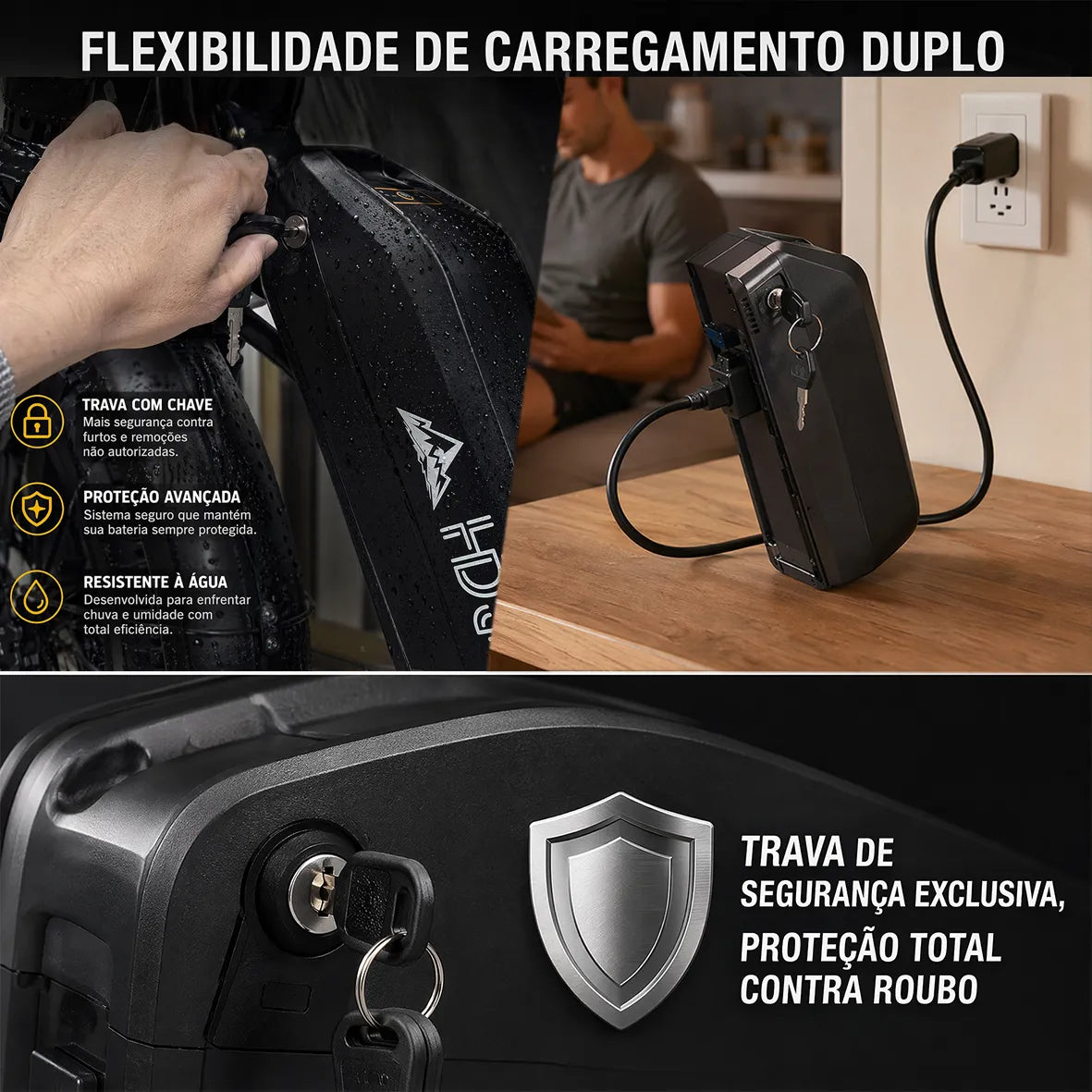 HDJ G60 Bicicleta Elétrica 1000W com Bateria Removível 48V 15Ah
