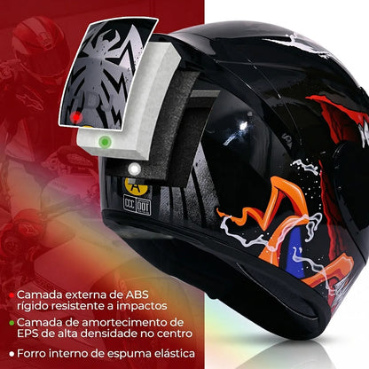 Capacete Para Moto Integral Asx City Preto Fosco Tamanho 58 M Liso